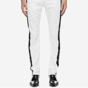 Calvin Klein white jeans with black stripes